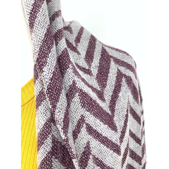 Charming Charlie Plum & Gray Chevron Knit Fringe Wrap, One Size - Picture 4 of 8